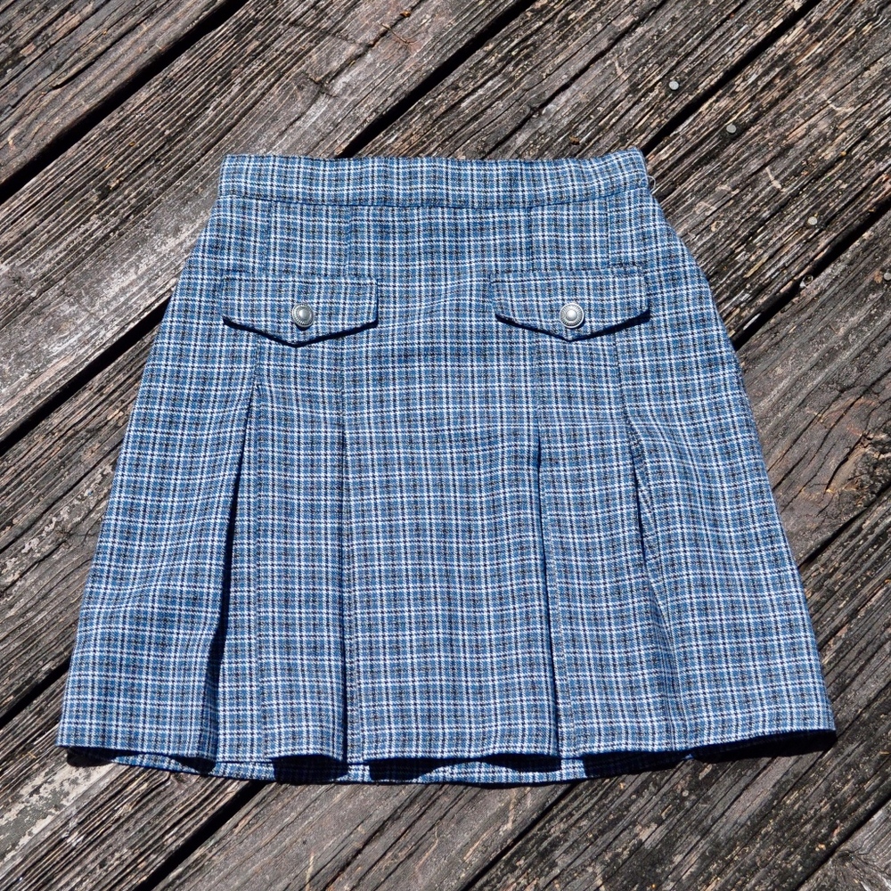 Tracy Evans- Blue Plaid Mini Skirt- Size 5